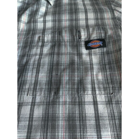 Authentic Dickies Mens Plaid Button Up Short‎ Sleeve Shirt Cotton Gray Size XL - Picture 6 of 11